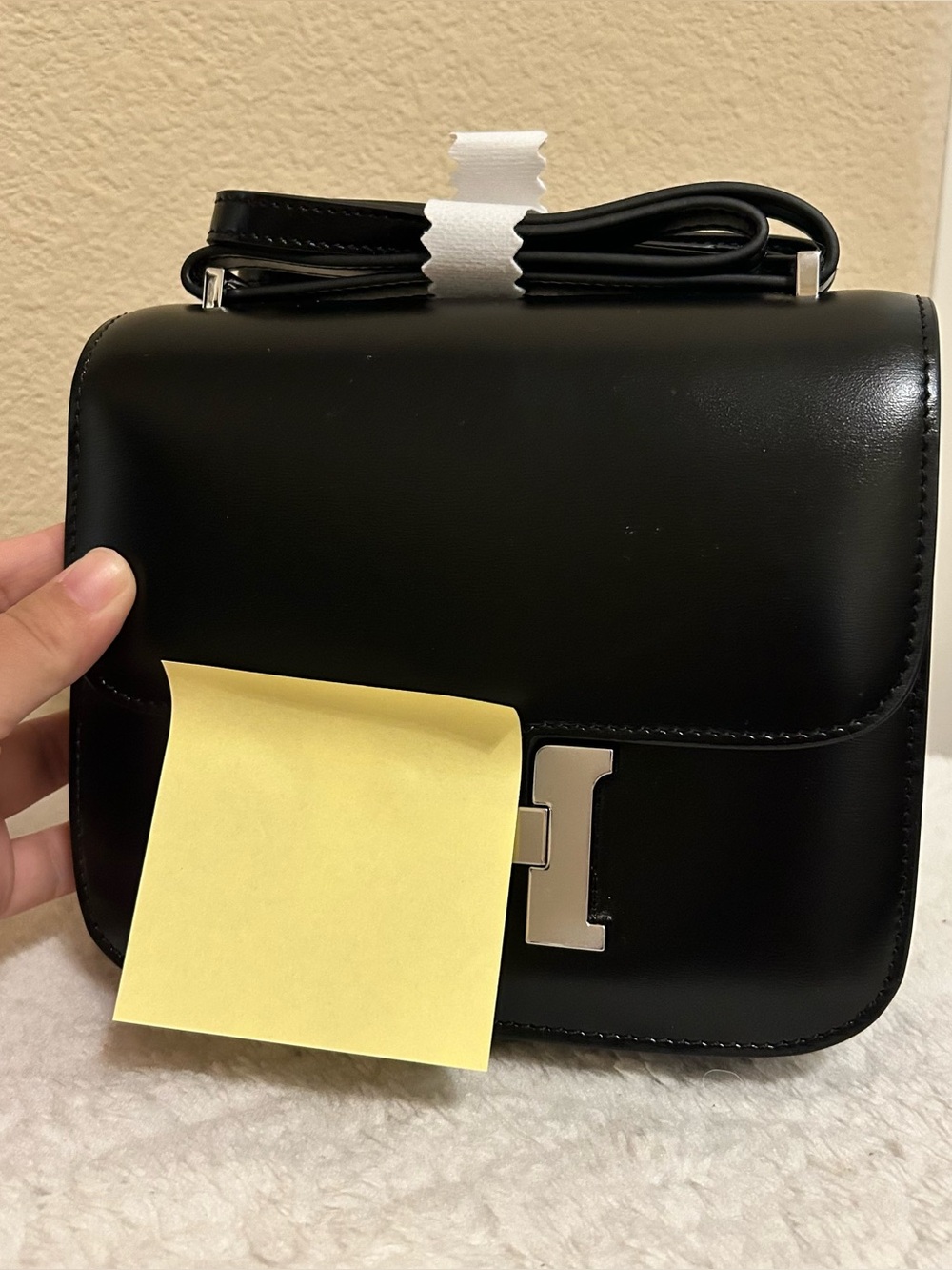 19cm Classic Black Leather Crossbody Bag